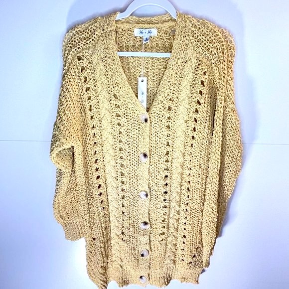 NWT - She + Sky Open Knit Cardi in Banana - Picture 6 of 9